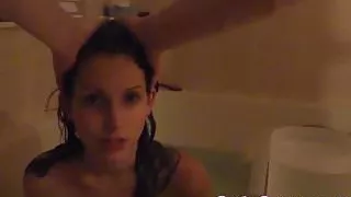 Washing my long hair in the bathtub for you