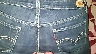 Cum on her hot Levis ass