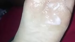 Best Friend Handjob with Nylon Footjob