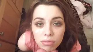 Beautiful Brunette Girlfriend Get Facial