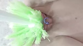 Female Masturbate with Brush Cleaner, Glove and Pump Plugers