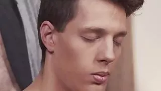 Skinny twink tugging his cock until cum