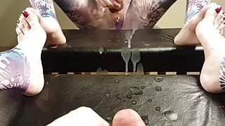 Slow Motion Cumshot From Sissy in Nylon Tights Barefoot CD