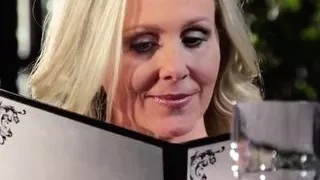 Milf fingers ass and pussy during dinner