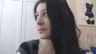 Filly with a black hair chats with fans