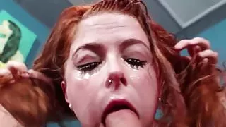 Redhead has her face viciously fucked