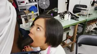 Tiny asian tailor assfucked by big black cock