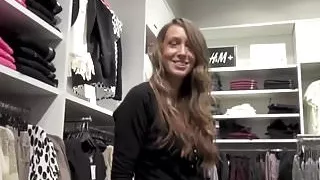 shopping fucking in changing room black pantyhose