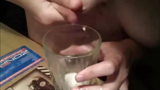 Girl lactating and drinking milk