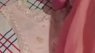 Slow sweet wank into peach panties