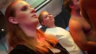 Cocksucking party babe titfucked at euro orgy