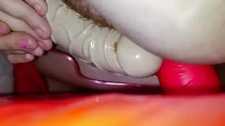 My wife is having fun on her dildo cushion