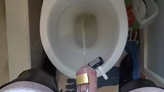 Pissing in he toilet wearing my stockings and corset
