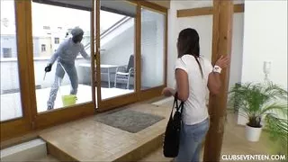 Teen fucks big black cock