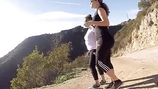 Black spandex sport in the mountain