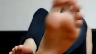 Incredible sweaty long soles of an young girl