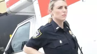 Femdom cops fuck black dude in back of truck