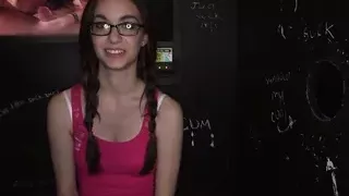 Gloryhole amateur babe wanking cock