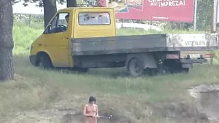 Ola walking alone naked on a public beach (voyeur version)