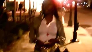 Ebony shemale exposes her uncut black shecock and big boobs