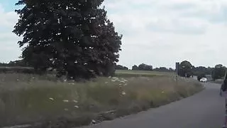 Tattooed brit babe fucks in cop trio outdoors