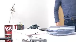 Female Agent Slim agent rides ripped studs stiff cock