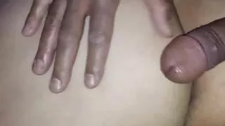 Jerking cum on her ass