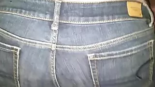 Cum all over her jeans