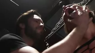 Busty sub dominated by BDSM master