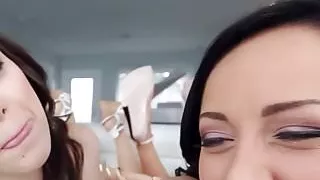 Blue eyed lesbian having a box lunch