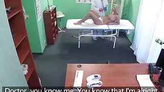 Blonde Nathaly gets licked and railed by corrupt doctor