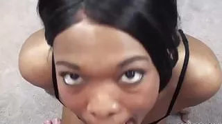Black housewife Kelly Stylz does some POV cock sucking