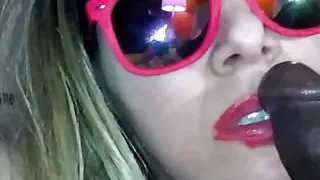 Giving the black cock a little kiss