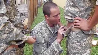 Cock hungry recruits is eager to suck some fat dicks outside