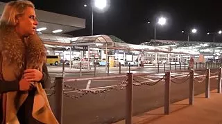 Takevan - Busty blonde caught on airport and fucked in van