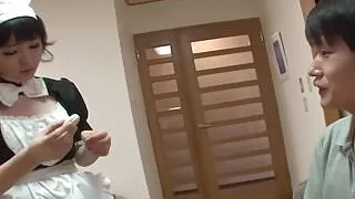 Beautiful Japanese maid masturbates her love tube all alone