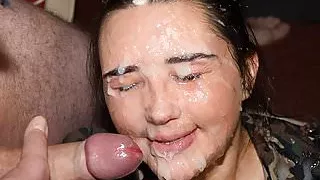 Pixiee Little first ever bukkake party facials