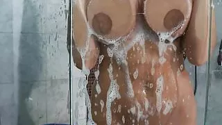 Nude MILF with Giant Tits cleans his house