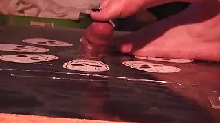 Queen plays and frustrates Slaves cock in gloryhole