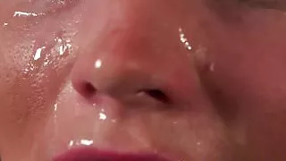 Busty brit babe spunked on face by plummer