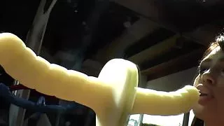 Assfetish babe toys with giant dildo