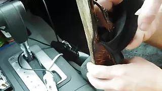 cumming while  putting on thongs