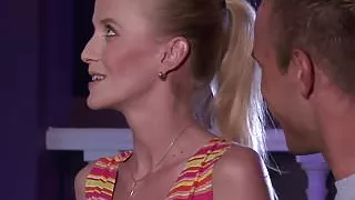 His busty step mom seducing and toying teen girl