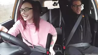 Fake Driving School American Teen Creampied by Instructor