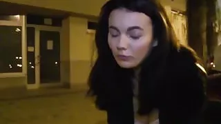 Amazing brunette with big natural tits getting rammed hard