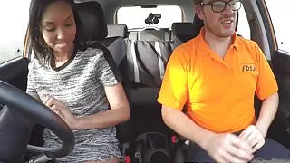 Fake Driving School Pretty black girl seduced by instructor