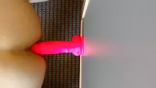 First time anal fucking my pink dildo
