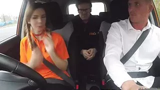 Fake Driving School Pigtailed cutie gets a face full of cum