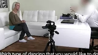 Casted euro amateur pussyfucked on couch