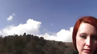 Pulled euro redhead banged outdoors POV